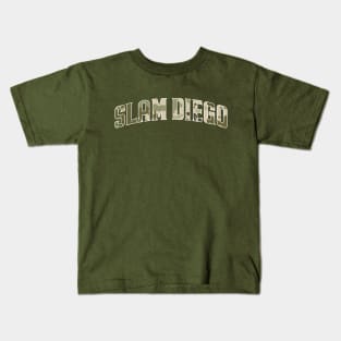 slam diego curve path green army pattern Kids T-Shirt